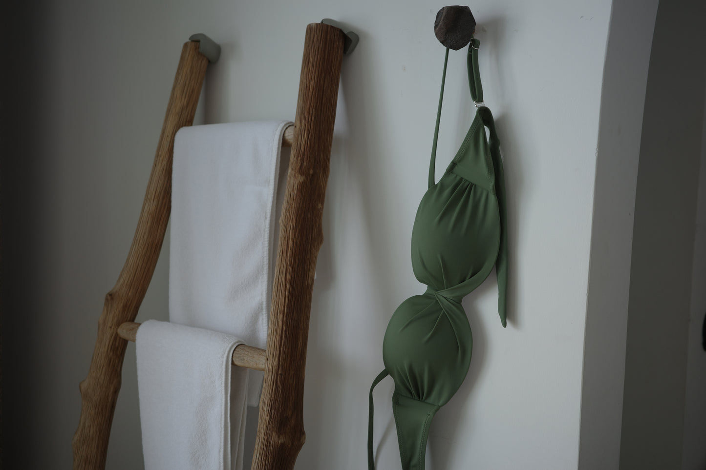 olive twist-front bikini set