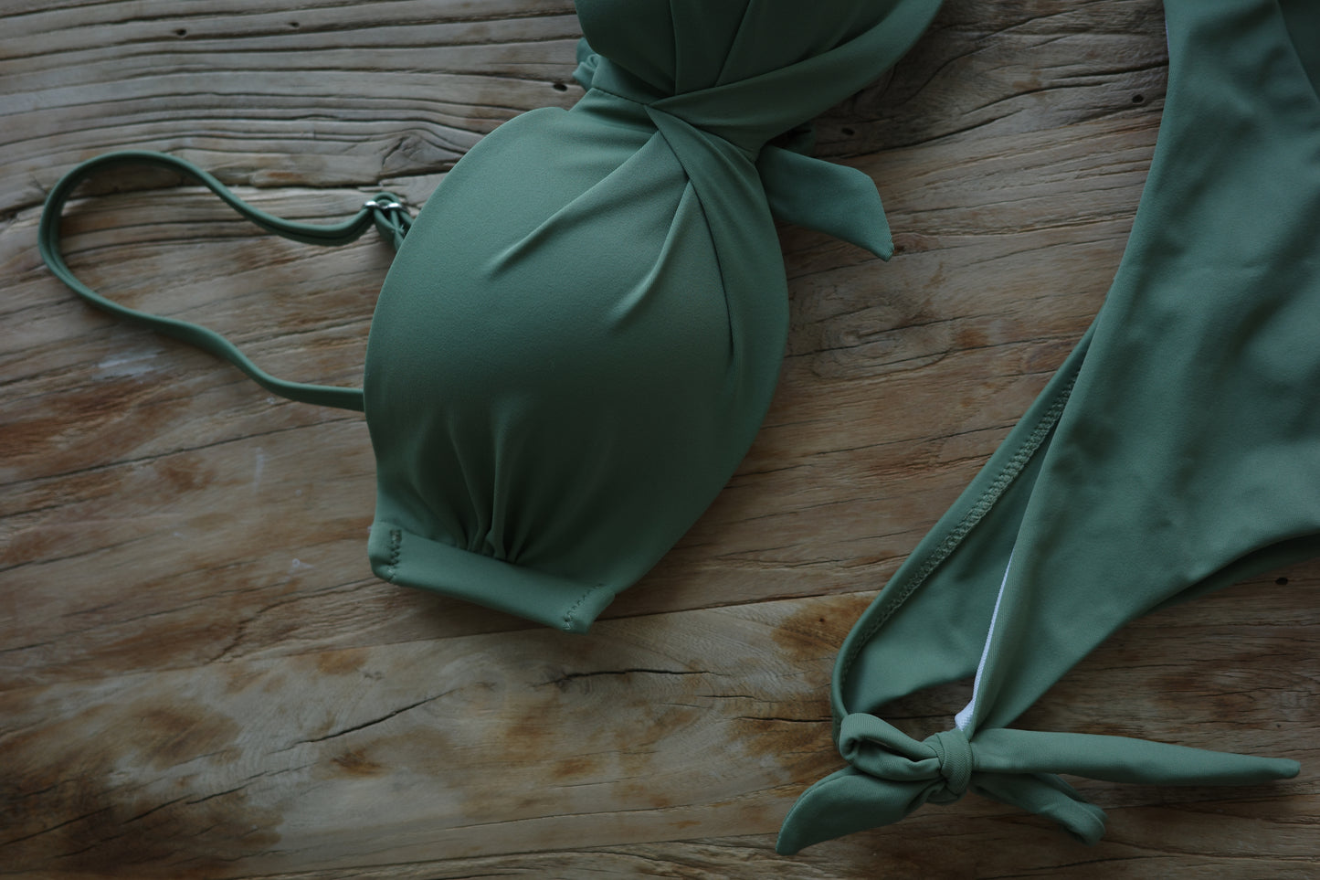 olive twist-front bikini set